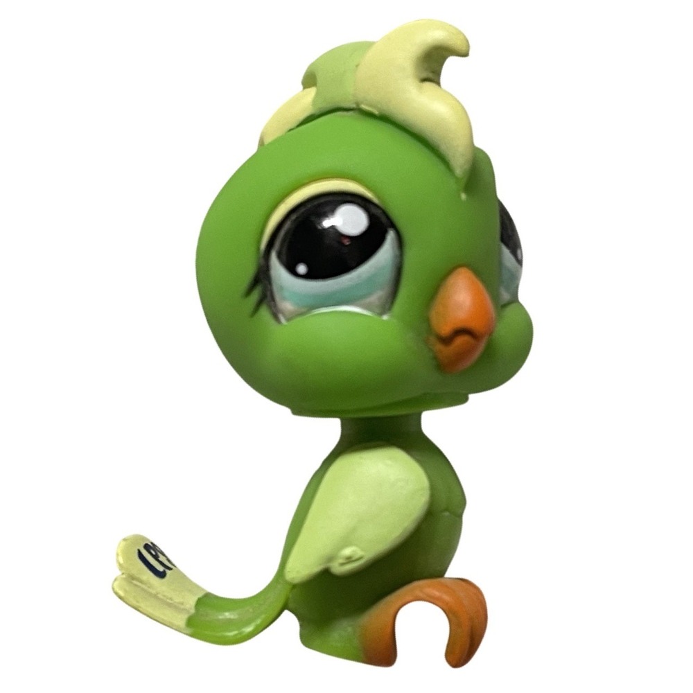 COCKATOO #1369 - Authentic Littlest Pet Shop - Hasbro LPS Green Yellow Bird‎